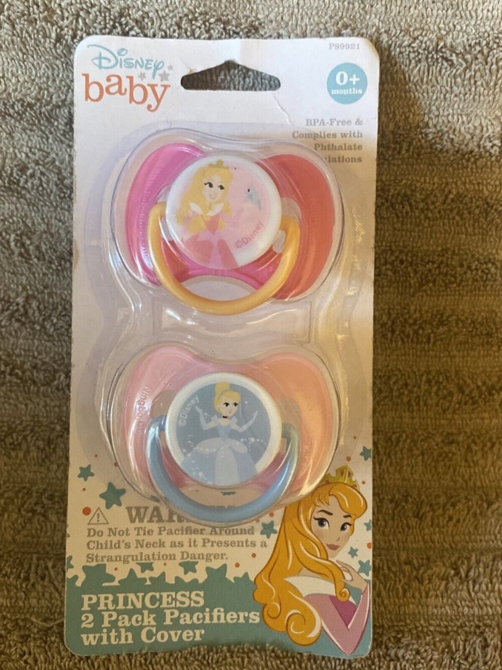 Disney Princess Baby Pacifier Set Cinderella Aurora Pink - New